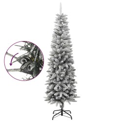 Albero Natale Artificiale Sottile Neve Floccata 180cm PVC e PE