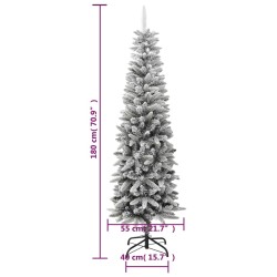 Albero Natale Artificiale Sottile Neve Floccata 180cm PVC e PE