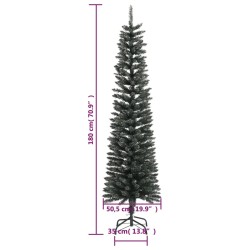 Albero di Natale Artificiale Sottile con Base Verde 180 cm PVC