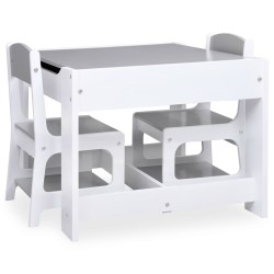 vidaXL Tavolo per Bambini con 2 Sedie Bianco in MDF