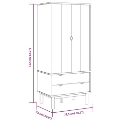 Armadio OTTA Marrone e Grigio 76,5x53x172 cm in Legno di Pino