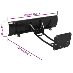 Spazzaneve per ATV 150x38 cm Nero