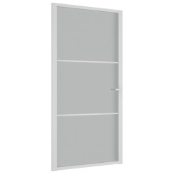 Porta Interna 102,5x201,5 cm Bianco Opaco in Vetro e Alluminio