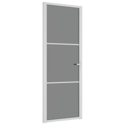 Porta Interna 76x201,5 cm Bianca in Vetro ESG e Alluminio