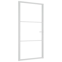 Porta Interna 102,5x201,5 cm Bianca in Vetro ESG e Alluminio