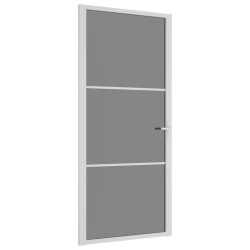 Porta Interna 93x201,5 cm Bianca in Vetro ESG e Alluminio