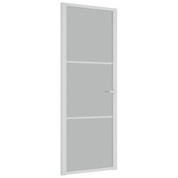 Porta Interna 76x201,5 cm Bianco Opaco Vetro e Alluminio