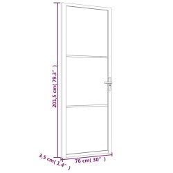 Porta Interna 76x201,5 cm Bianco Opaco Vetro e Alluminio