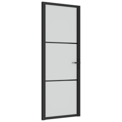 Porta Interna 76x201,5 cm Nero Opaco Vetro e Alluminio