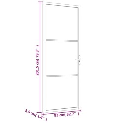 Porta Interna 83x201,5 cm Bianco Opaco Vetro e Alluminio