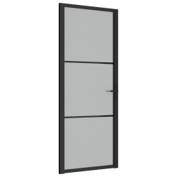 Porta Interna 83x201,5 cm Nero Opaco Vetro e Alluminio