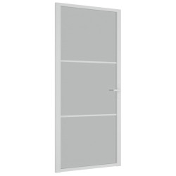 Porta Interna 93x201,5 cm Bianco Opaco Vetro e Alluminio