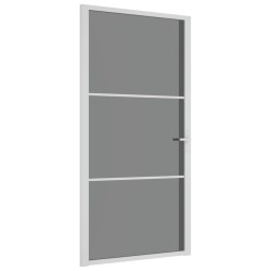 Porta Interna 102,5x201,5 cm Bianca in Vetro ESG e Alluminio