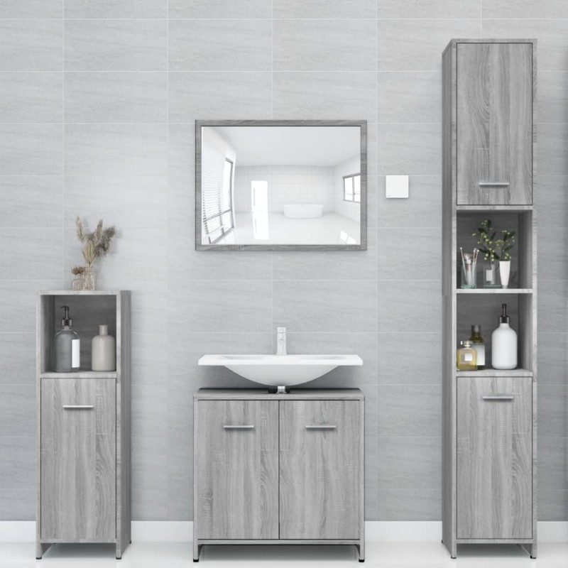 Armadietto Bagno Grigio Sonoma 30x30x183,5 cm Legno ingegnerizzato