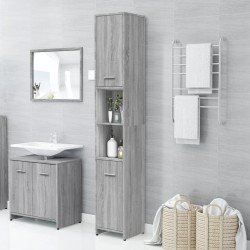 Armadietto Bagno Grigio Sonoma 30x30x183,5 cm Legno ingegnerizzato