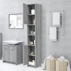 Armadietto Bagno Grigio Sonoma 30x30x183,5 cm Legno ingegnerizzato