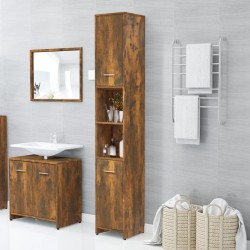 Armadietto Bagno Rovere Fumo 30x30x183,5cm Legno Ingegnerizzato