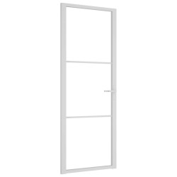 Porta Interna 76x201,5 cm Bianca in Vetro ESG e Alluminio