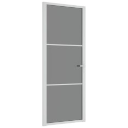 Porta Interna 83x201,5 cm Bianca in Vetro ESG e Alluminio