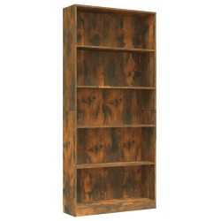 Libreria a 5 Ripiani Rovere Fumo 80x24x175 cm Legno ingegnerizzato