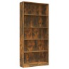 Libreria a 5 Ripiani Rovere Fumo 80x24x175 cm Legno ingegnerizzato