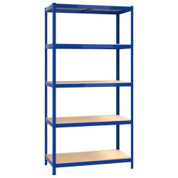 Scaffali a 5 Ripiani 3 pz Blu in Acciaio e Legno ingegnerizzato