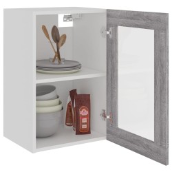 Mobile Pensile Vetro Grigio Sonoma 40x31x60cm Legno ingegnerizzato