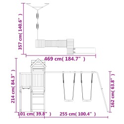 Set da Gioco da Esterno in Legno di Pino Impregnato con Altalena e Scivolo a onde