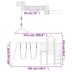 Set da Gioco da Esterno in Legno Massello di Douglas con Altalena e Scivolo a onde