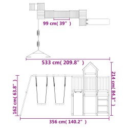 Set da Gioco da Esterno in Legno di Pino Impregnato con Altalena e Scivolo a onde