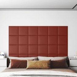 vidaXL Pannelli Murali 12 pz Rosso Vino 30x30 cm Similpelle 1,08 m²