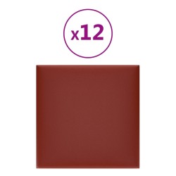 vidaXL Pannelli Murali 12 pz Rosso Vino 30x30 cm Similpelle 1,08 m²