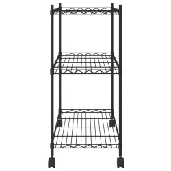 Scaffale a 3 Livelli con Ruote 60x35x81 cm Nero 150 kg