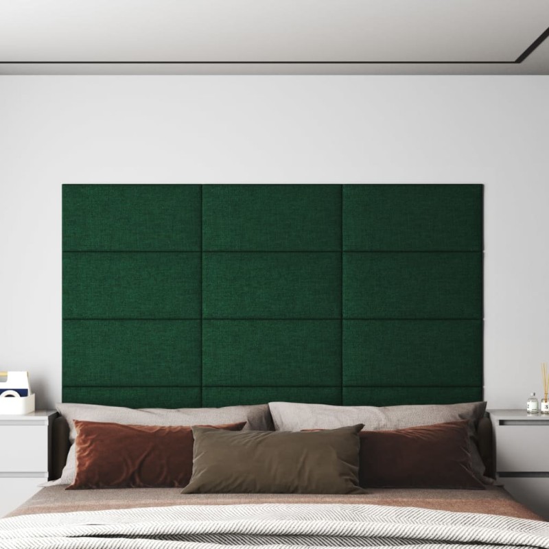 Pannelli Murali 12 pz Verde Scuro 60x30 cm in Tessuto 2,16 m²