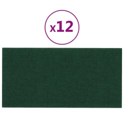 Pannelli Murali 12 pz Verde Scuro 60x30 cm in Tessuto 2,16 m²