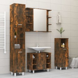 vidaXL Mobile Bagno Specchio Rovere Fumo 80x20,5x64 Legno ingegnerizzato