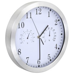 vidaXL Orologio da Parete al Quarzo Igrometro Termometro 30 cm Bianco