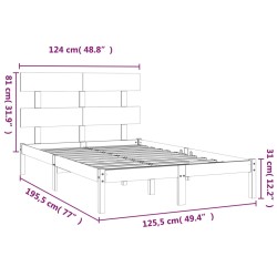 Giroletto Nero in Legno Massello 120x190 cm 4FT Small Double