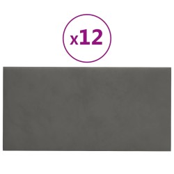 vidaXL Pannelli Murali 12 pz Grigio Scuro 30x15 cm Velluto 0,54 m²