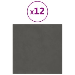 Pannelli Murali 12 pz Grigio Scuro 30x30 cm in Velluto 1,08 m²