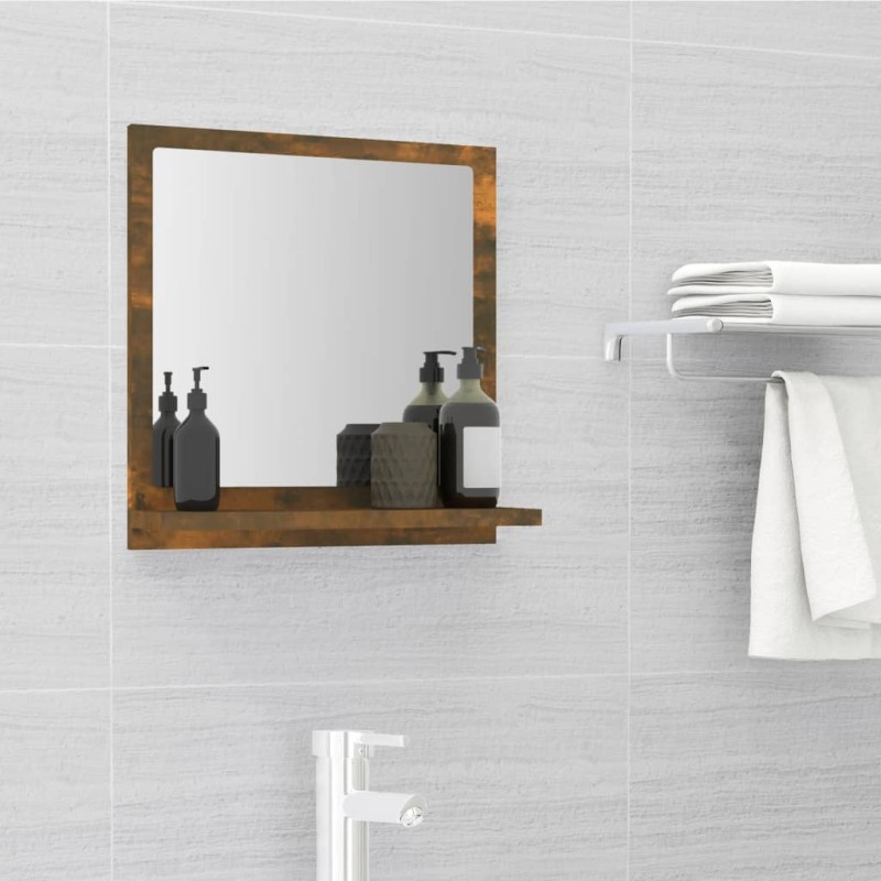 vidaXL Specchio da Bagno Rovere Fumo 40x10,5x37cm in Legno Ingegnerizzato