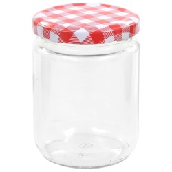 vidaXL Vaso Marmellata in Vetro Coperchio Bianco e Rosso 48 pz 230 ml