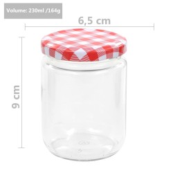 vidaXL Vaso Marmellata in Vetro Coperchio Bianco e Rosso 48 pz 230 ml