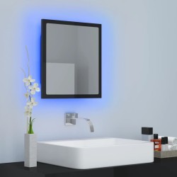 vidaXL Specchio da Bagno LED Nero Lucido 40x8,5x37 cm in Acrilico