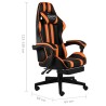 Sedia da Gaming con Poggiapiedi Nero e Arancione in Similpelle