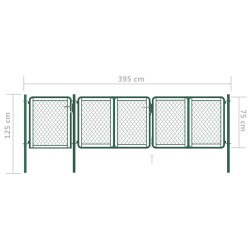 Cancello da Giardino in Acciaio 75x395 cm Verde