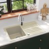 vidaXL Lavello da Cucina in Granito Vasca Singola Beige