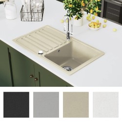 vidaXL Lavello da Cucina in Granito Vasca Singola Beige