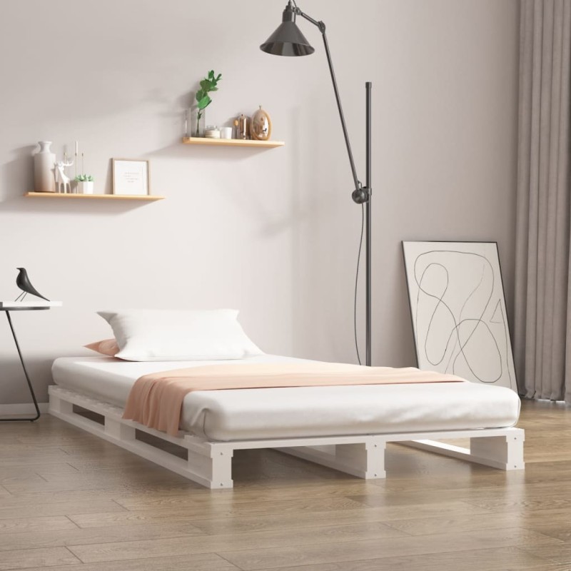 Letto a Pallet Bianco 75x190 cm Massello Pino 2FT6 Small Single