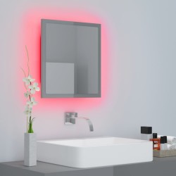 vidaXL Specchio da Bagno LED Grigio Lucido 40x8,5x37 cm in Acrilico